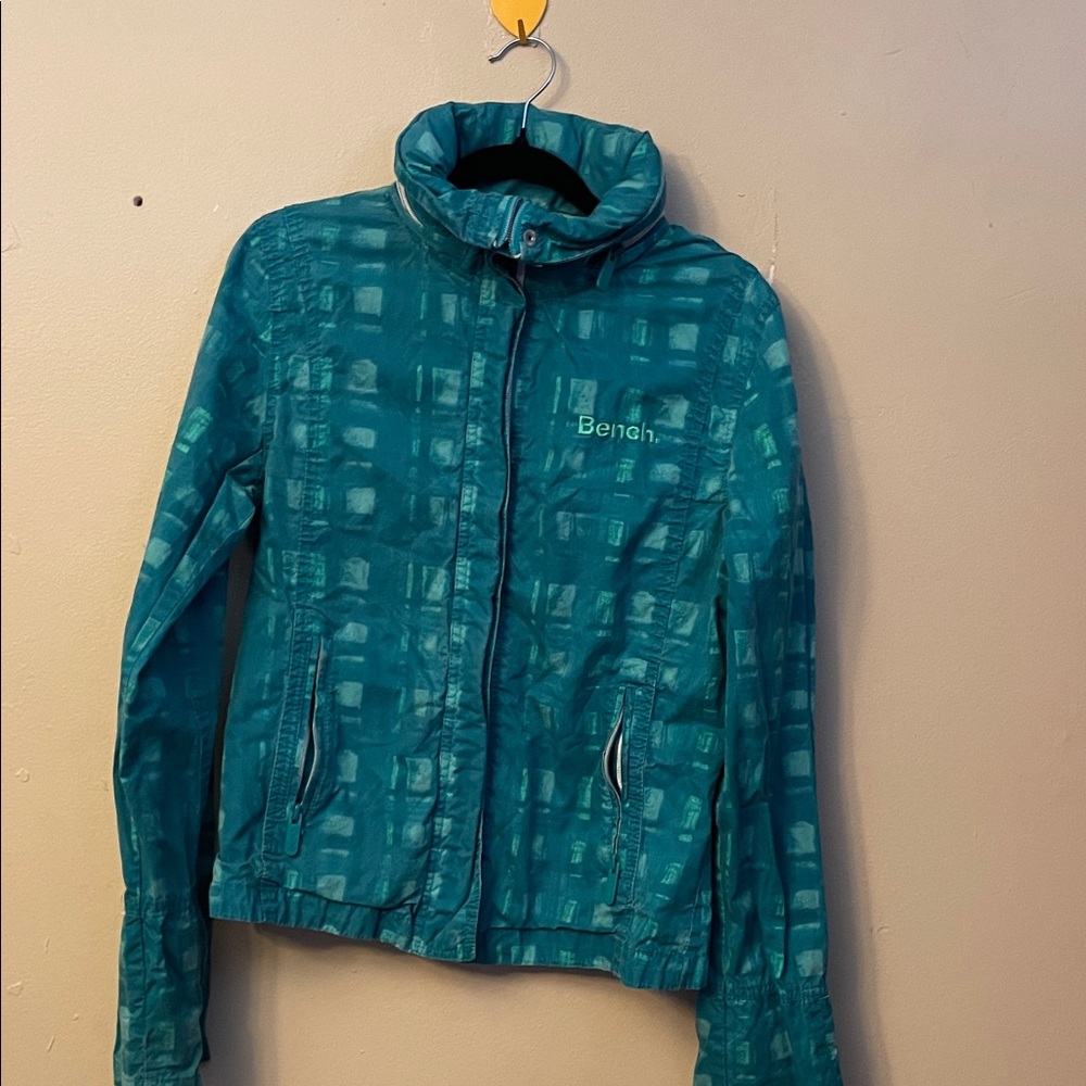 Bench Teal Geometric Packable Utility Jacket